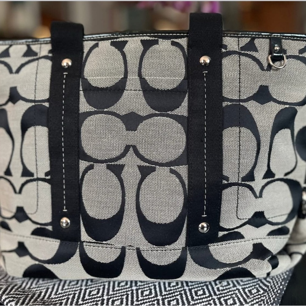 Coach Black and Gray Monogram Tote